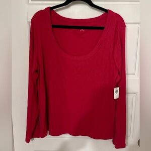 Old Navy Long-Sleeve Scoop Neck Top PINK NWT XXL
